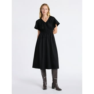 Free Assembly Women's Tiered Midi Dress with Tie Back - Walmart.com