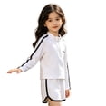 thumbnail image 2 of Girls Swimwear Long Sleeve Rash Guard UPF 50+ Sun Two Piece Bathing Sporty Shorts Swimsuit for Toddler Kids, 2 of 4