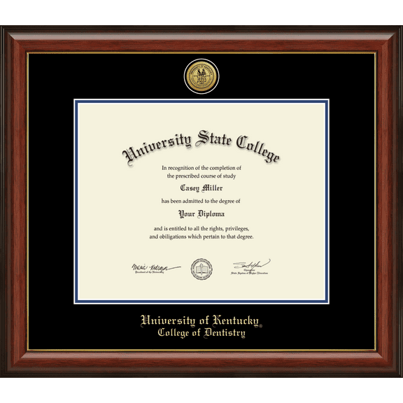 University of Kentucky College of Dentistry Diploma Frame, Document Size 15" x 12"