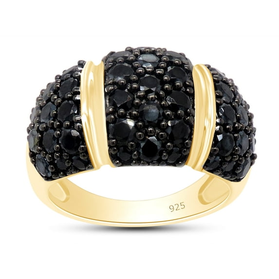 2.39 CT Round Cut Black Spinel Dome Band Engagement Ring In 14K Yellow Gold Plated 925 Sterling Silver (Color: Black, Clarity: VVS1-VVS2, 2.39 Cttw) -7