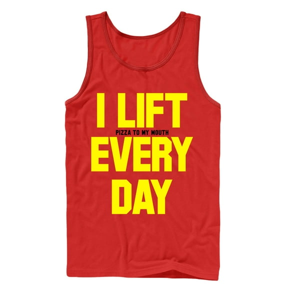 Men's CHIN UP Lift Pizza Every Day Tank Top Red Large