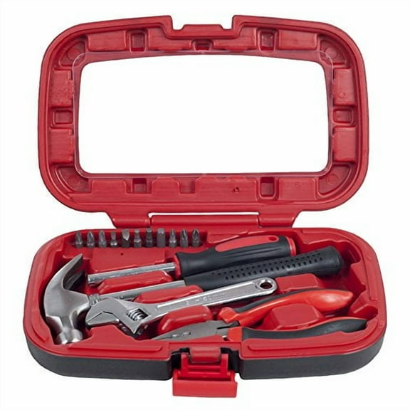 Stalwart, 7.00 x 10.50 x 2.25 Inches Red Finish Durable Tool Set, 15 Piece