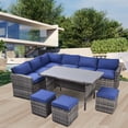 thumbnail image 2 of Sumdeal 7-Piece Outdoor Patio Furniture Set with Dining Table, Chairs and Ottomans,Grey+Blue, 2 of 8