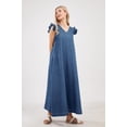 thumbnail image 3 of utcoco Womens Long Denim Dress Casual Loose Fit Ruffle Sleeveless V-Neck Jean Maxi Dresses for Women 2026, 3 of 4