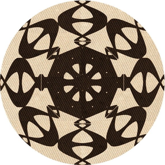 Ahgly Company Machine Washable Indoor Round Transitional Deep Peach Orange Area Rugs, 6' Round