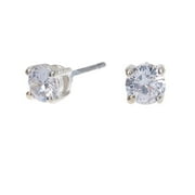 Claire's Silver Cubic Zirconia Round Stud Earrings, Metal Silvertone, 4MM, 79957