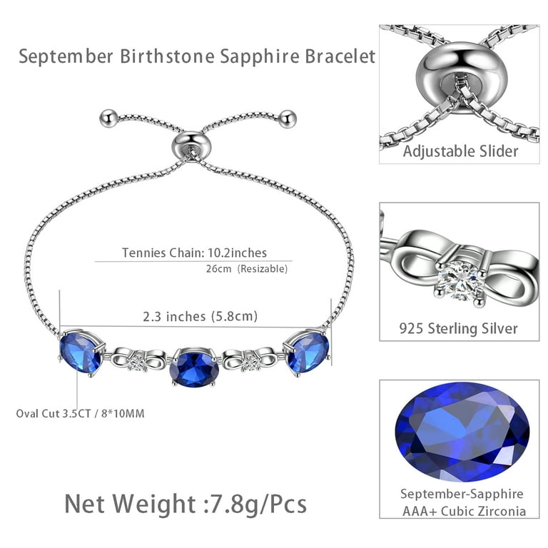 Aurora Tears Sapphire Bracelet, 925 Silver, Ideal for Valentine