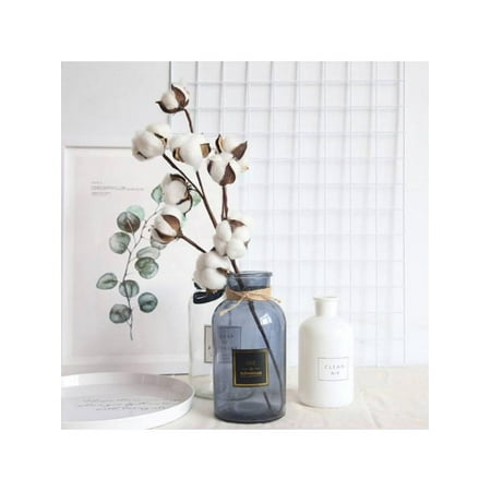 Christmas Flowers And Gifts EWAVINC 21Inch Fake Flower Gossypium Artificial Natural White Cotton Dried Flowers Petals Cotton Boll Branches Stem Christmas Gift Decor ()