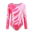 thumbnail image 2 of Children Girls Diamante Long Sleeve Ballet Practice Dance Wear Gymnastics Bright Color Body Suits, 2 of 6
