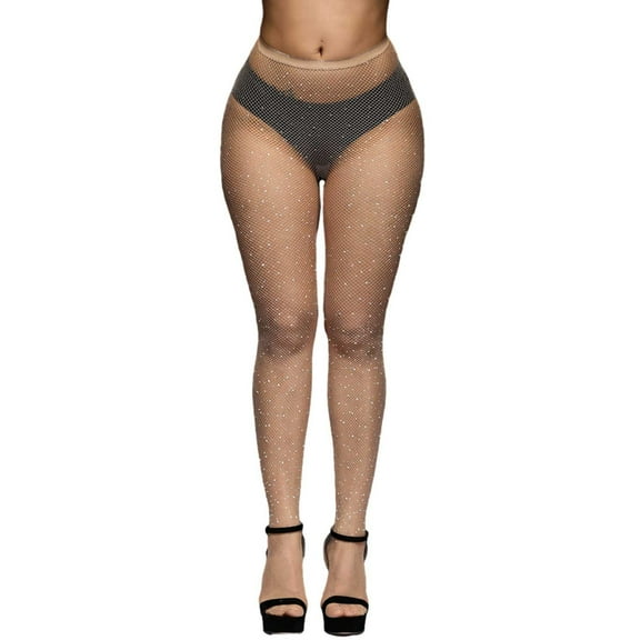 Fgnfyis Elegant Women's Net Pattern Hosiery Stretchable Soft Nylon Blend Evening Wear Stockings Beige One Size