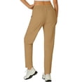 thumbnail image 4 of Women's Pants BWASD Casual Straight Leg Trousers with Pockets Adjustable Slim-Fit Stretchy Cropped Tapered Khaki S-XXXL Business Office Outfit Ladies Slacks, 4 of 8