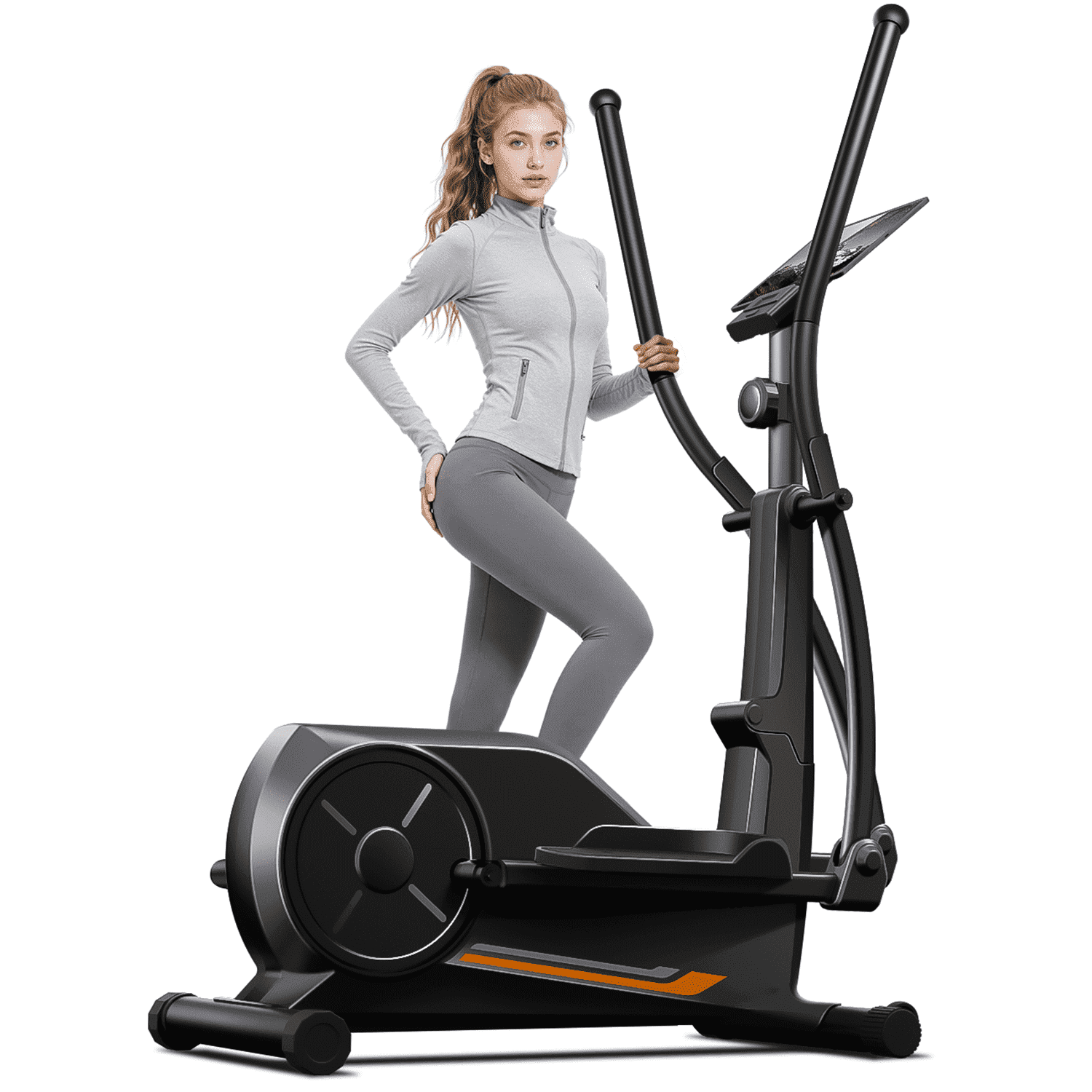 CURSOR Magnetic Elliptical Machine with 8 Resistance Levels, 12" Stride Elliptical Machine for Home, LCD Display, 350 lb Capacity