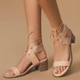 thumbnail image 2 of Fesfesfes White Platform Sandals Peep-toe Pump Women's Comfortable All Match Peep-Toe Thick Heel Strap High Heel Sandals 6.5(38), 2 of 3
