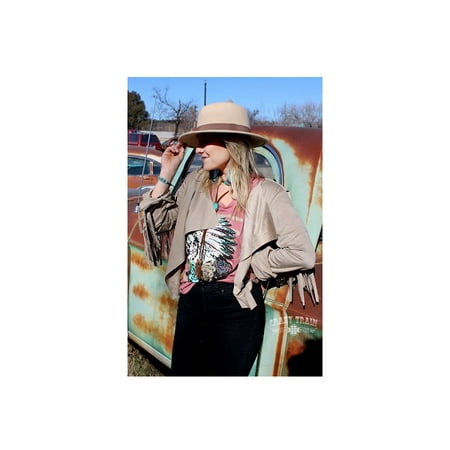 Crazy Train Women's Size Small Fringe Calamity Jane Blazer, Cream