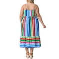 thumbnail image 4 of DARING DIVA Plus Size Sleeveless Bohemian Straps Cami Dress 2X Green Red, 4 of 5