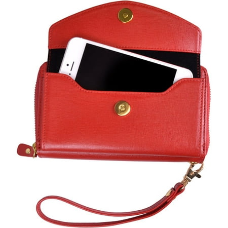 UPC 794809053915 product image for Slim iPhone Ziparound Clutch Women's Wallet in Saffiano Genuine Leather | upcitemdb.com
