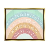 Stupell Industries Alphabet Letters on Rainbow Landscape Painting Gold Floater Framed Canvas Art Print Wall Art, 21 x 17