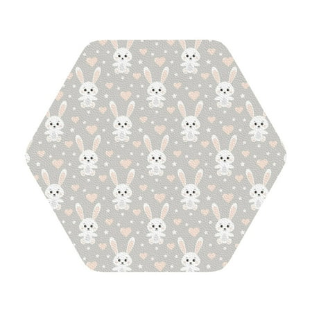 

Matuu Rabbit And Heart for Cup Coasters Set of 6 Leather Coasters Desk Coasters for Office Measures 4” x 4” Hexagon