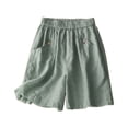 thumbnail image 7 of Endives Women's Linen Short High Waist Casual Shorts Summer Breathable Loose Fit Wide Leg Short Beach Shorts With Pockets Daily Wear, 7 of 7