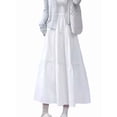 thumbnail image 2 of Women's Boho Ruffle Pleated Maxi Elastic High Waist A-Line Flowy Skirt for Beach Summer White [Regular] S, 2 of 10