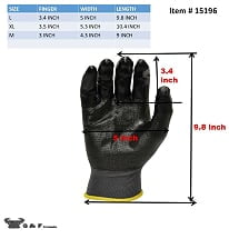 G & F Seamless Knit Nylon Nitrile-Coated Work Gloves, Black, Large, 6 Pairs