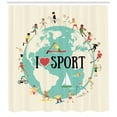 thumbnail image 3 of Kids Sports Shower Curtain, I Love Sports Quote on Earth Globe Surrounded by Gymnastic Athlete Children, Fabric Bathroom Set with Hooks, 69W X 84L Inches Extra Long, Multicolor, by Ambesonne, 3 of 3