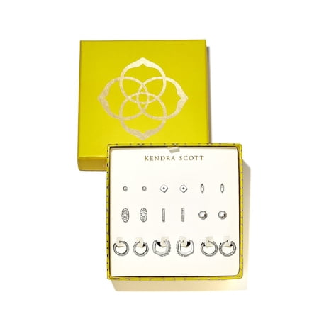 Kendra Scott Earring Set of 9 Silver Gift Set in White Crystal