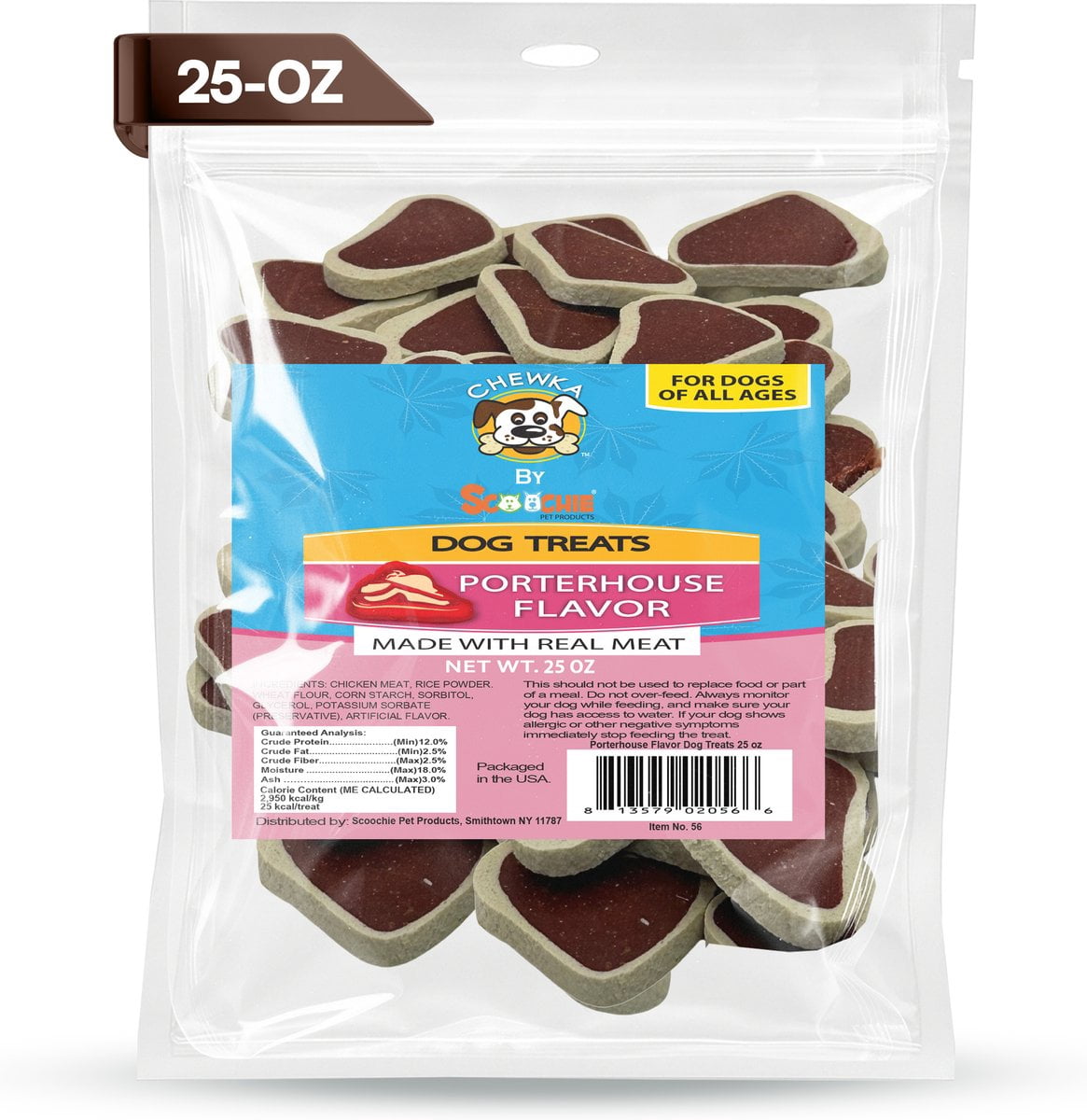 Scoochie Pet Chewka Real Meat Soft & Chewy Juicy Porterhouse Flavor Dog Treats, 25-oz bag