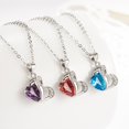 thumbnail image 3 of Hyasfey 1 Set Drop Earrings Geometric Rhinestone High Gloss Cubic Zirconia Fine Workmanship Decoration Shinny Heart-shaped Pendant Necklace Women Accessory, 3 of 8