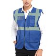 thumbnail image 1 of GOGO 5 Pockets High Visibility Safety Vest with Reflective Strips, Working Uniform Vest-Blue-S, 1 of 7
