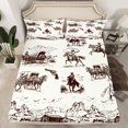 thumbnail image 2 of Feelyou Teens Cowgirl Cowboy Queen Sheet Sets, Rustic Horse Animal Flat Sheet, Southwestern Theme Queen Fitted Sheet, Breathable Home Decor, 4pcs, 2 of 7