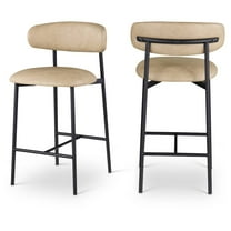 Meridian Furniture Lupita Tan Vegan Leather Counter Stool (Set of 2)