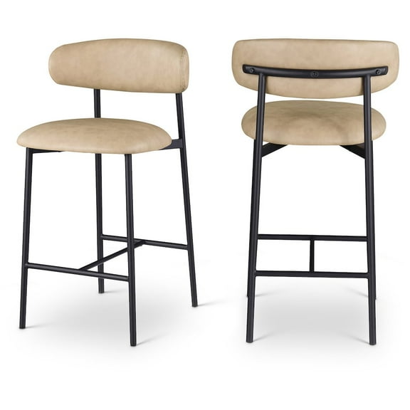 Meridian Furniture Lupita Tan Vegan Leather Counter Stool (Set of 2)