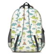 thumbnail image 3 of Light Green Dinosaurs Volcanoes Pattern Cute School Backpack Bag with Padded Back and Adjustable Shoulder Straps 16.9 X 12.6 X 5.9 Inches, 3 of 5