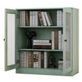 thumbnail image 5 of Palace Imports 100% Solid Wood 3-shelf Bookcase with Adjustable Shelves and Frosted Glass Doors, Sage, 5 of 5