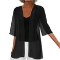 thumbnail image 4 of Short Sleeve Chiffon Cardigans for Women Lightweight Irregular Hem Open Front Cardigan Shrugs Mesh Beach Cover Ups, 4 of 7