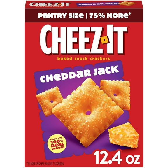 Cheez-It Cheese Crackers, Baked Snack Crackers, Lunch Snacks, Cheddar Jack, 12.4oz Box (1 Box)