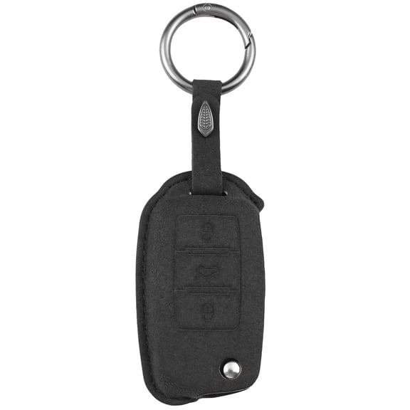 Key Cover for VW Key Fob PU Leather Key Case with Keyring for VW Beetle Tiguan Jetta Passat Glof key, Black