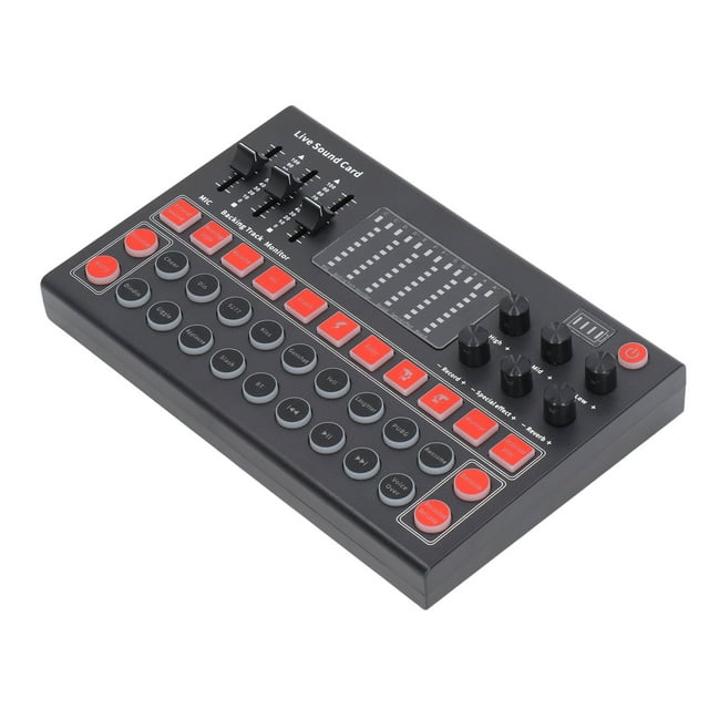 Placa de sonido con cambiador de voz reducción de ruido antiinterferencias ABS Fácil de usar Placa de sonido en vivo de doble canal con batería para juegos para estudio