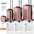 thumbnail image 4 of Juego de equipaje TRAVELARIM Hard Shell con ruedas giratorias, 4 piezas, rosa, 4 of 9