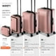 thumbnail image 4 of Juego de equipaje TRAVELARIM Hard Shell con ruedas giratorias, 4 piezas, rosa, 4 of 9