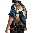 thumbnail image 3 of Crow Men's Button Down Spread Collar Casual Printed Short Sleeve Summer Beach Unisex Shirts, 3 of 6