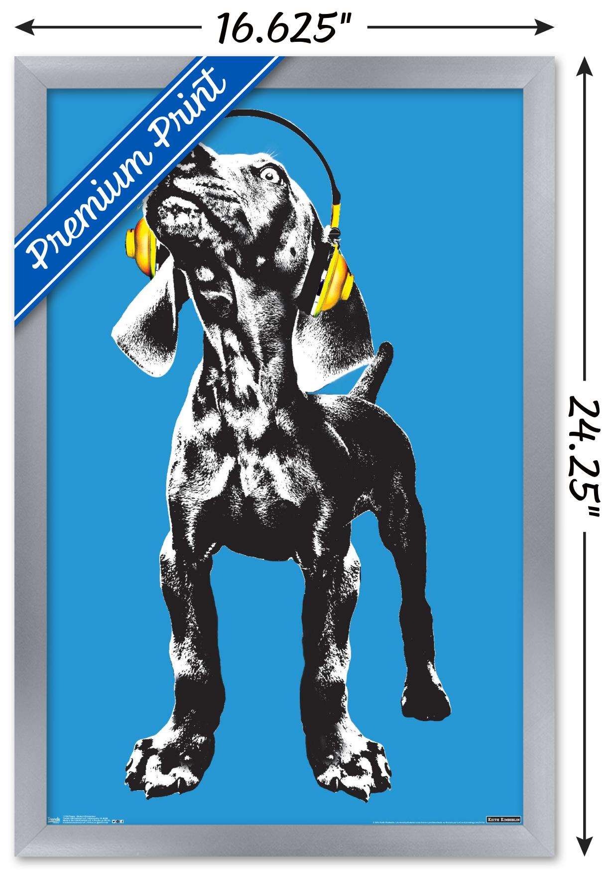 Keith Kimberlin - Puppy - Modern Weimaraner Pop Art Wall Poster, 14.725" x 22.375", Framed