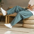 thumbnail image 6 of Zylarhe Casual Pants for Men, Mens Fashion Loose Casual Nine Point Trousers Crotch Harem Pants Elastic Waist Streetwear Jogger Green XL, 6 of 6