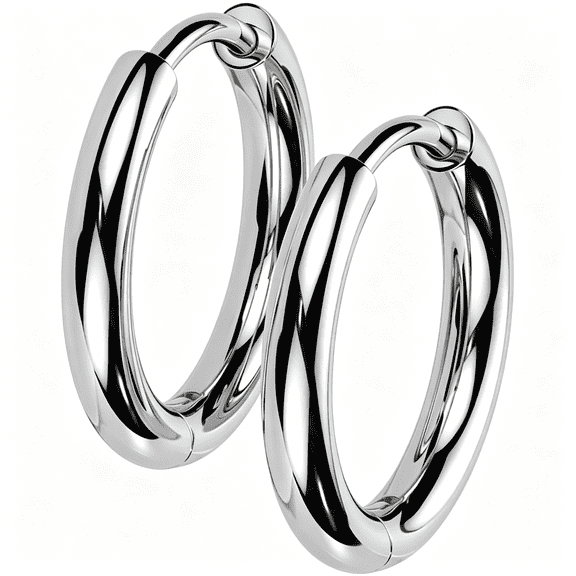 DESIGNICE 18Ga Implant Grade Titanium 2Mm Thick Hinged Round Hoop Earrings,Sold As a Pair