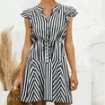 thumbnail image 6 of Henpk Summer Dresses for Women Striped T Shirt Dress Casual Midi Dress Short Sleeve Sundress with Pockets Fashion Summer Short Sleeve Stripe Print Casual Dress V-Neck Button Dress Black M, 6 of 9