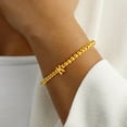 thumbnail image 4 of Turandoss 14K Gold Plated Dainty Beaded Monogram Bracelet for Girls Women Cute Bubble Initial A-Z Jewelry Personalized Birthday Gifts for Her Teen Girl Fashion, 4 of 7