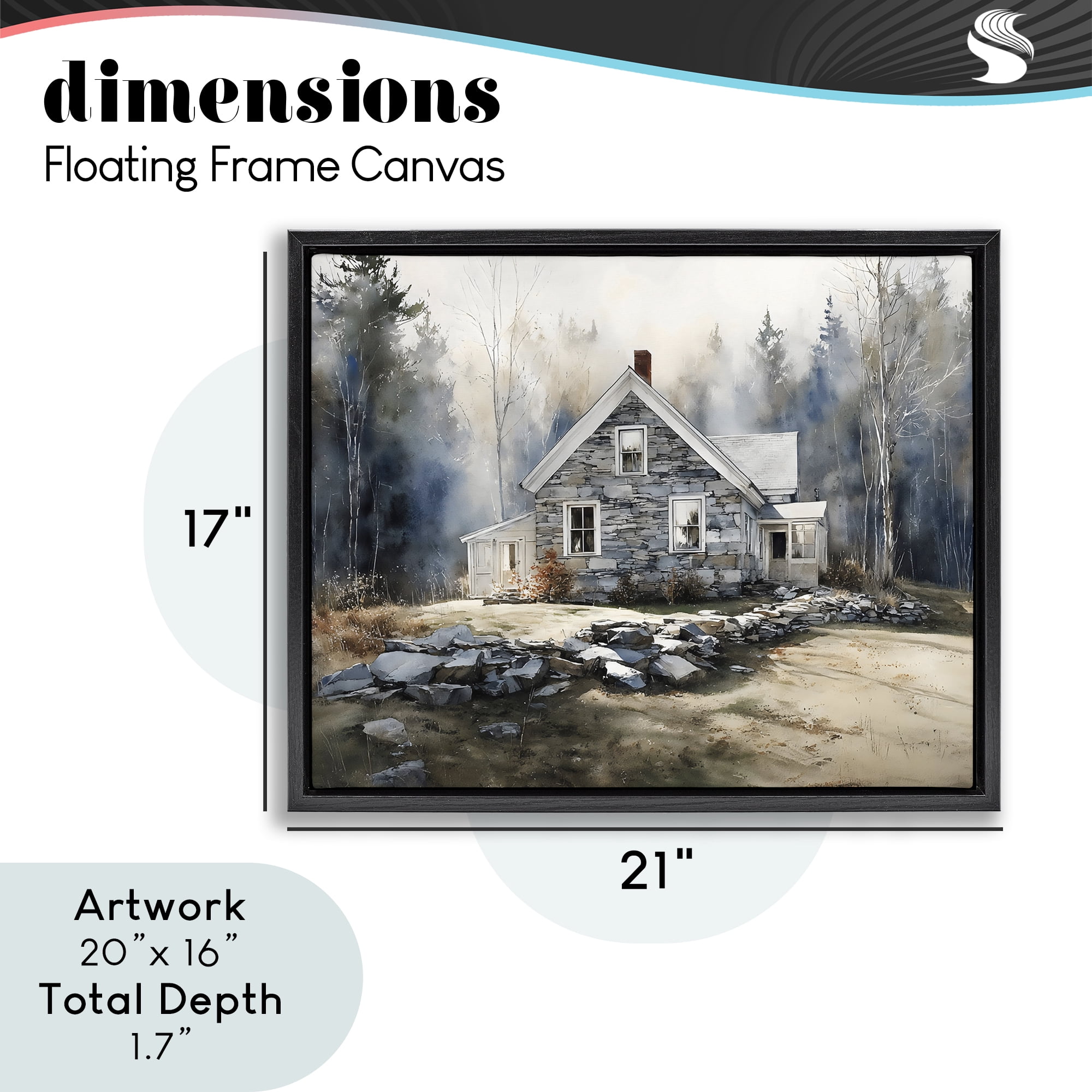 Stupell Industries Rustic Cottage Among the Trees Black Framed Floater Canvas Wall Art, design by Franklyn Gregory