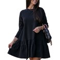 thumbnail image 1 of Vestido de color puro, vestido de manga larga para mujer, vestido suelto, elegante y moderno, 1 of 5