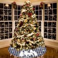 thumbnail image 1 of Falda de árbol de Navidad de 48 pulgadas, falda de árbol a cuadros de búfalo gris y negro con diseño de copo de nieve de ciervo, Feliz Navidad, Año Nuevo, decoración del hogar ER, 1 of 3